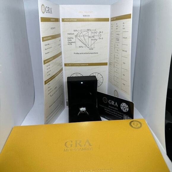 5 Carat Moissanite Ring 6 Prong Brilliant Round Cut 18K 925 GRA Certified - Picture 3 of 12